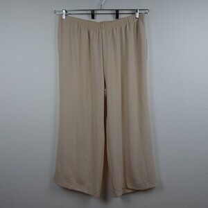 IC Collection Wide Leg Pants Women's Plus Size 3X Beige Straight Leg